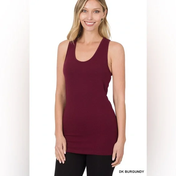 Tops Dark Burgundy Cotton Spandex Racerback Tank Poshmark
